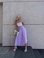 Женская легкая романтичная свободная розовая юбка из софта на запах с цветочным принтом длины миди