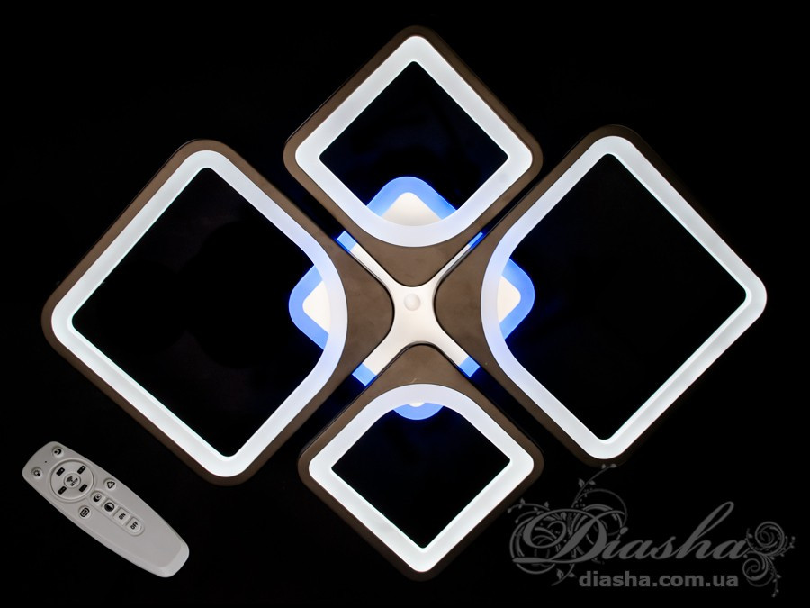 Стельова світлодіодна люстра з пультом і підсвіткою Diasha 8060/2+2BK LED 3color dimmer