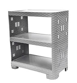 Етажерка пластикова Ротанг на 3 яруси сіра (ПолімерАгро) 52*30*58 см