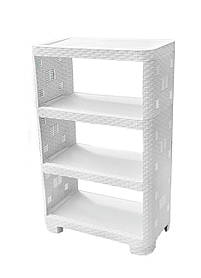 Етажерка пластикова Ротанг на 4 яруса біла (ПолимерАгро) 52*30*82.5 см