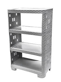 Етажерка пластикова Ротанг на 4 яруси сіра (ПолімерАгро) 52*30*82.5 см