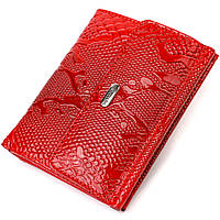 Лакований гаманець для жінок середнього розміру з натуральної шкіри з тисненням під рептилію CANPELLINI 185657 Червоний