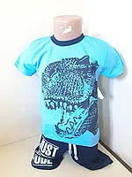 Летний Костюм для мальчика футболка шорты Динозавр 110 116 122