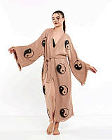 Легкий женский халат из муслина длинный на запах хлопковый премиум качество Nusa NS-1100