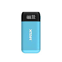 Зарядний пристрій (функція Powerbank) Power Bank Case Xtar PB2S Blue, 2x18650-21700, USB+Type-C QC+PD, LCD,