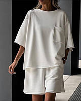 Костюм женский футболка с шортами летний супер модный,легкий костюмчик двунитка идеальная посадка