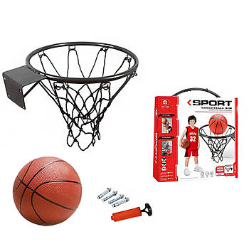 Баскетбольне кільце 32 см MR 1182 Металеве баскетбольне кільце з кріпленнями і баскетбольним м'ячем