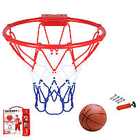 Баскетбольное кольцо 32 см MR 1182 Металлическое баскетбольное кольцо с креплениями и баскетбольным мячом