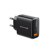 Зарядний пристрій USB 220В Grand-X Quickcharge QС3.0 (CH-550B) 3.6V-6.5V 3A, 6.5V-9V 2A, 9V-12V 1.5A USB,