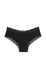 Трусики Бразиліана Victoria's Secret Lace-Waist Cotton Cheeky, Чорні