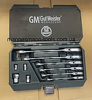 Набор рожково-накидных ключей с шарниром и трещоткой "Gut Meister" 6 шт. 8-19 мм