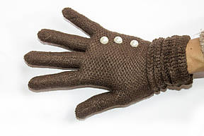 В'язані рукавички темно-коричневий, фото 2