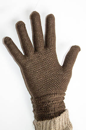 В'язані рукавички темно-коричневий, фото 3