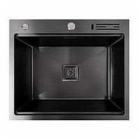 Кухонная мойка черная врезная из нержавеющей стали 6050 Platinum hsm, квадратная