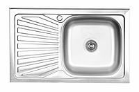 Сталева кухонна мийка Platinum8050new з неіржавкої сталі накладна прямокутна для кухні металева
