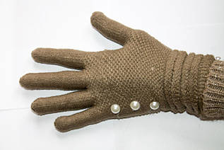 В'язані рукавички світло-коричневий