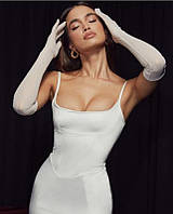 Обтягивающие облигающие белые Перчатки фатиновые кружевные длинные из сетки под платье сексуальные