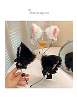 Уши ушки с ушками кошки кошачьи пушистые пухнастые на обруче обруч косплей аниме манги монокума куроми