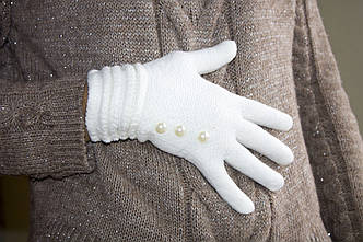 В'язані рукавички Білий, фото 2