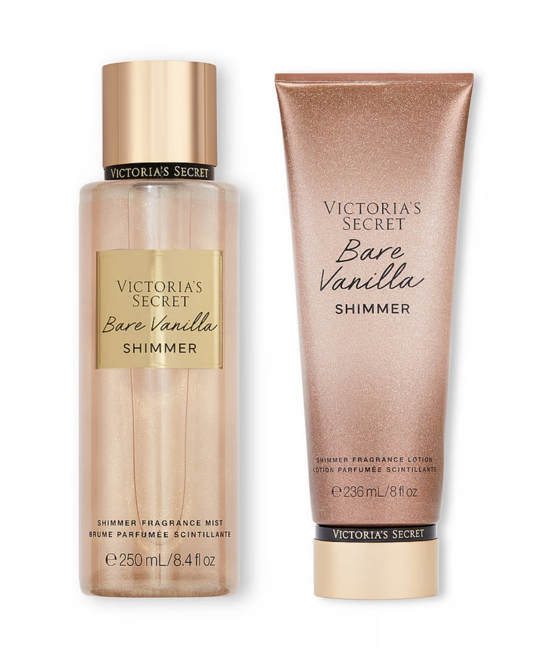 Парфумований набір з шиммером Bare Vanilla Shimmer Victoria’s Secret, міст спрей та лосьйон