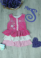 Платье для девочки велюровое без рукавов розовое Размер 80/86 (12-18 месяцев)