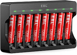 8 літієвих акумуляторів типу AAA з інтелектуальним зарядним пристроєм EBL