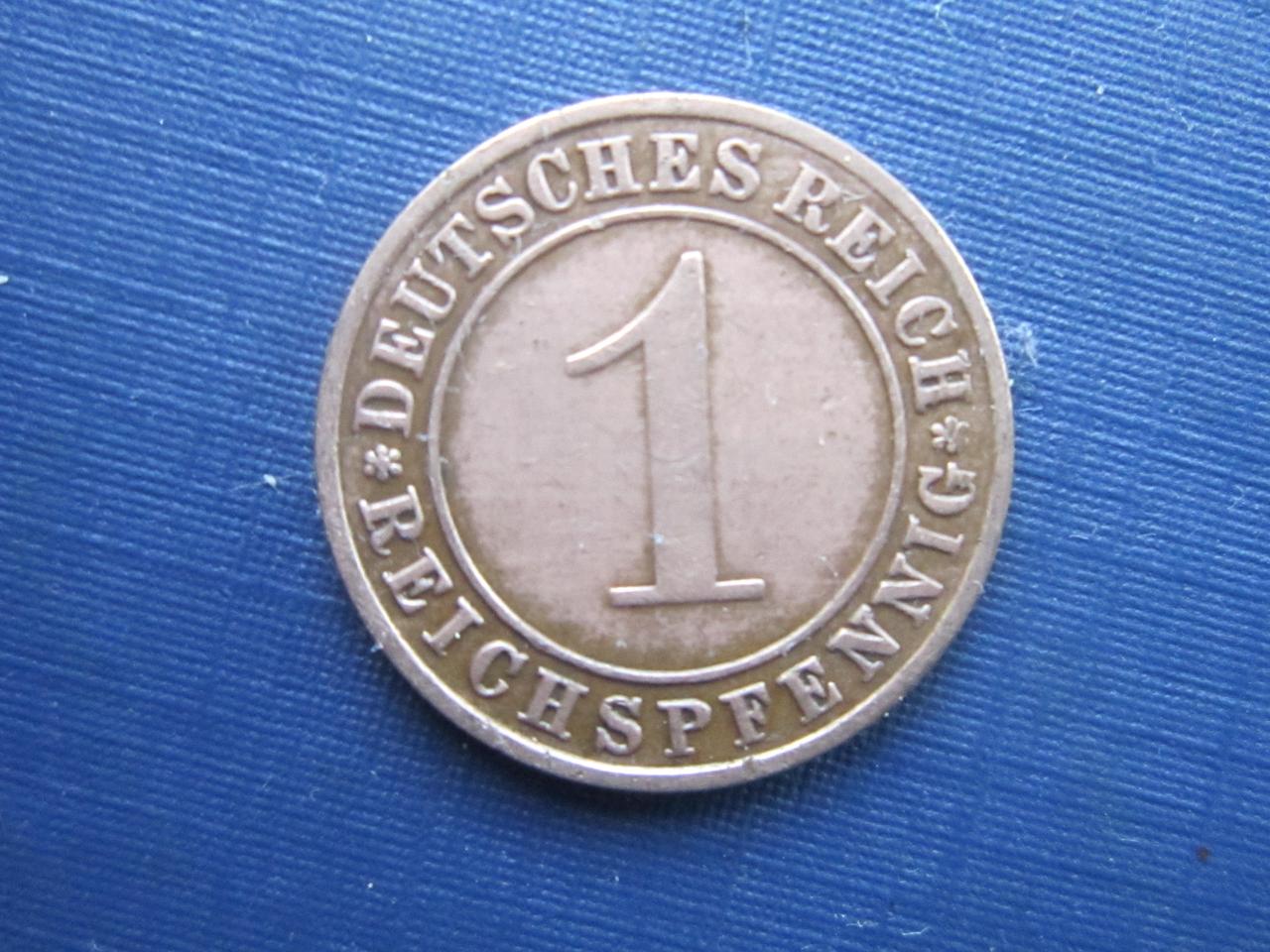 Монета 1 пфенниг Германия 1933 F Рейх - фото 1 - id-p360421377
