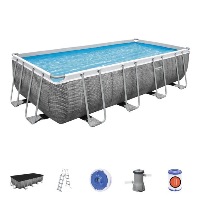 Каркасний басейн Bestway 56996, 488 x 244 x 122 см (3028 л/рік, дозатор, стремянка, тент)
