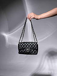 Жіноча сумка Шанель чорна Chanel 1.55 Black/Silver