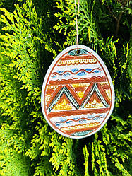 Прикраса на кошик писанка Косівська кераміка 9х7 см ручна робота