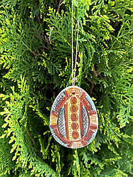 Прикраса на кошик писанка Косівська кераміка 6,5х5 см ручна робота