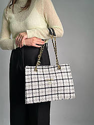 Жіноча сумка Шанель біла Chanel White Textile Tote Bag