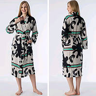 Легкий жіночий халат з мусліну довгий на запах бавовняний преміум якість Nusa NS-1104