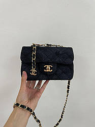 Жіноча сумка Шанель чорна Chanel 1.55 Textile Black
