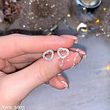 Пусети сердечки срібні або у позолоті, фото 3