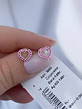 Пусети сердечки срібні або у позолоті, фото 6
