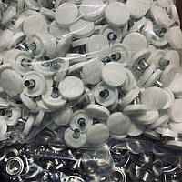 Кнопка середня No61 Ø15 alfa сталь із пластиковим капелюшком біла