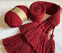 Пояс Тканый бордо 50% шерсти 240 см х. 7 см