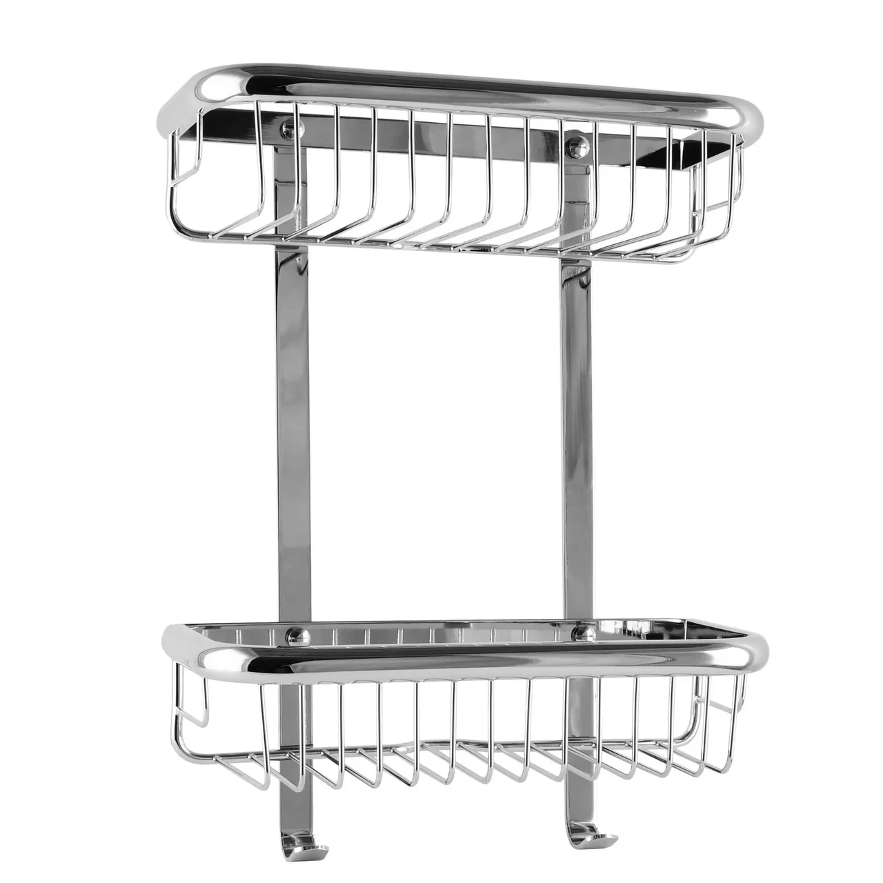 Поличка пряма подвійна TOPAZ 4102 латунь, хром, фото 1