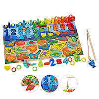 Детский развивающий центр-игрушка MD 1947 Деревянный сортер-рыбалка с разными фигурками