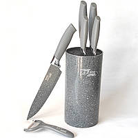 Ножі кухонні з нержавіючої сталі, універсальні металеві ножі для кухні з підставкою 7 предметів VADO