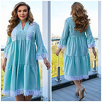 Жіноче літнє красиве плаття з мереживом Р- 50-60 Жіноче вбрання, святкове плаття прикрашене мереживом