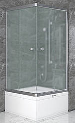 Душова кабіна 90х90см квадратна на глибокому піддоні Shower saturn-mina матове скло 6 мм розсувні двері