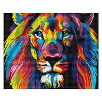 Алмазна мозаїка вишивка 40х50 см Веселковий лев. Brushme GF4791