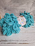 Пряжа плюшевая Alize Puffy пряжа для вязания руками, бирюза, фото 2
