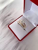 Срібна каблучка з золотом 375 проби