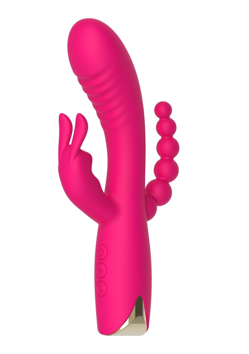Вібратор для точки G з відростком для клітора та анальною ялинкою рожевого кольору Toy Joy Aphrodite Triple ErMax