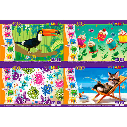 Альбом для малювання А4, 8 аркушів, 100 г/м², на скобі, SMART Line (ZB.1413)