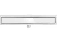Трап підлоговий лінійний з нержавіючої сталі FALA WET-DRY WHITE GLASS 60х 7х 2 см, сифон- 52 мм FALA-71610