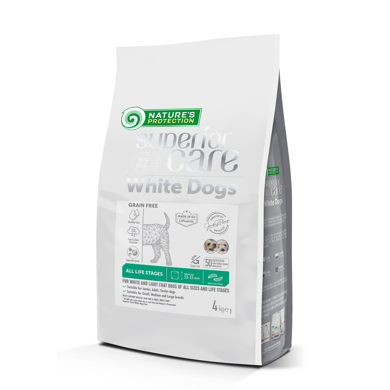 Nature's Protection White Dogs Grain Free Insect All Sizes беззерновий корм із білком комах для усіх порід, 17 кг